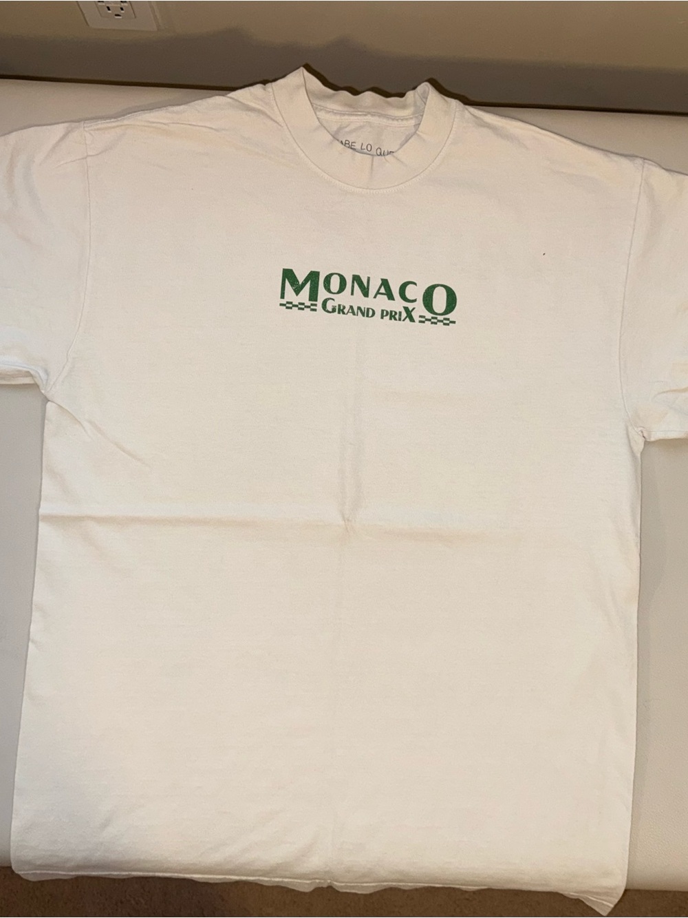 Monaco Grand Prix White Short Sleeve Tee with Green Logo